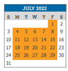 District School Academic Calendar for Castro Elementary School for July 2022