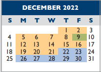 District School Academic Calendar for Park Ave Elementary School for December 2022