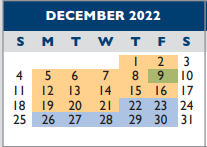 District School Academic Calendar for Downtown School for December 2022