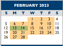 District School Academic Calendar for Weeks Middle School for February 2023