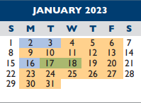 District School Academic Calendar for Mccombs Middle School for January 2023