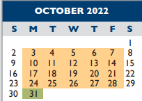 District School Academic Calendar for Downtown School for October 2022