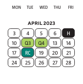 District School Academic Calendar for Central High School for April 2023