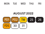 District School Academic Calendar for Foreign Language Immersion for August 2022