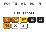 District School Academic Calendar for Northwestern High School for August 2022