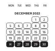 District School Academic Calendar for Cooley High School for December 2022
