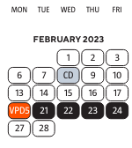 District School Academic Calendar for Cass Technical High School for February 2023