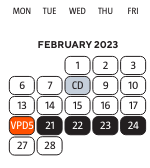 District School Academic Calendar for Northern High School for February 2023