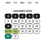 District School Academic Calendar for Foreign Language Immersion for January 2023