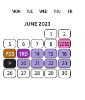 District School Academic Calendar for Blackwell Institute for June 2023