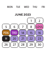 District School Academic Calendar for Pershing High School for June 2023