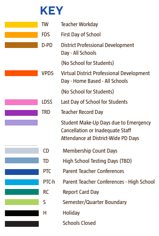 District School Academic Calendar Legend for Foreign Language Immersion