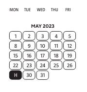 District School Academic Calendar for Lessenger Middle School for May 2023