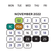 District School Academic Calendar for Cooley High School for November 2022