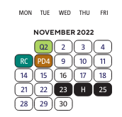 District School Academic Calendar for Foreign Language Immersion for November 2022