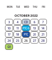 District School Academic Calendar for Spain Elementary School for October 2022