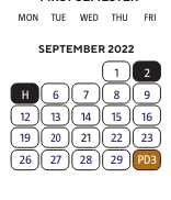 District School Academic Calendar for Blackwell Institute for September 2022