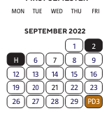 District School Academic Calendar for Spain Elementary School for September 2022