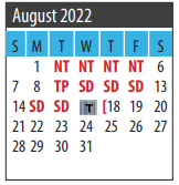 District School Academic Calendar for Jake Silbernagel Elementary for August 2022