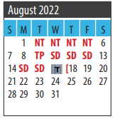 District School Academic Calendar for Galveston Co J J A E P for August 2022