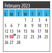 District School Academic Calendar for John E Barber Middle School for February 2023