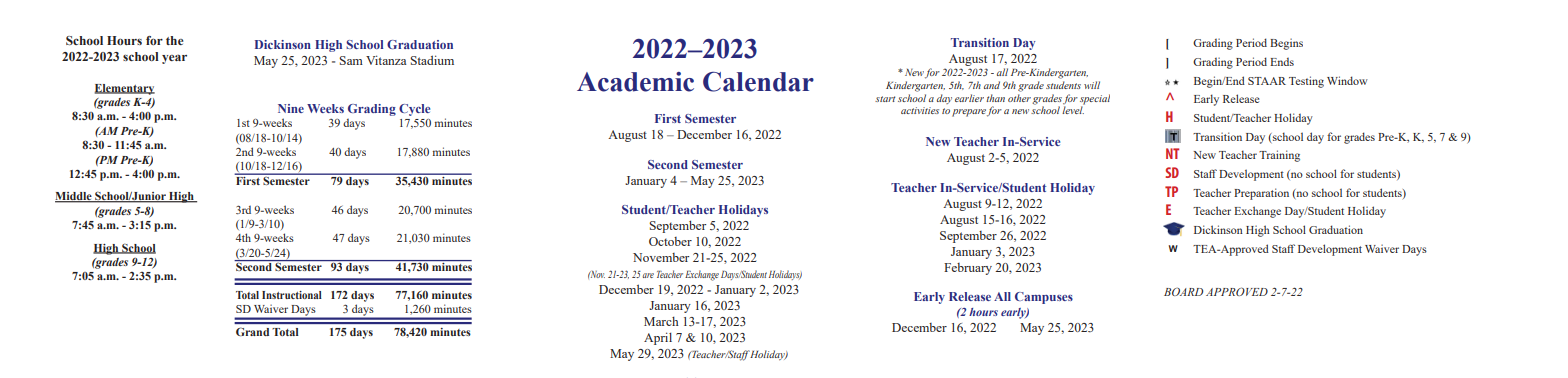 District School Academic Calendar Key for Bay Colony Elementary School