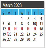 District School Academic Calendar for Galveston Co Detention Ctr for March 2023