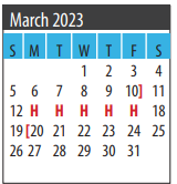 District School Academic Calendar for John E Barber Middle School for March 2023