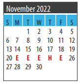 District School Academic Calendar for R D Mcadams Junior High for November 2022