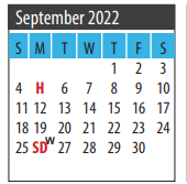 District School Academic Calendar for Galveston Co J J A E P for September 2022