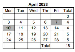 District School Academic Calendar for North Elementary School for April 2023