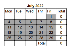 District School Academic Calendar for Terrace Elem School for July 2022