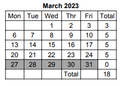 District School Academic Calendar for Algonquin Middle School for March 2023