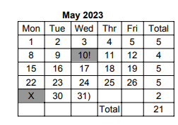 District School Academic Calendar for Terrace Elem School for May 2023