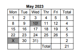 District School Academic Calendar for South Elem School for May 2023