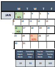 District School Academic Calendar for Slowe Es for January 2023