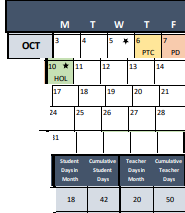 District School Academic Calendar for Taft Center for October 2022