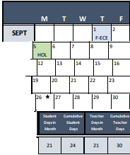 District School Academic Calendar for Eastern Shs for September 2022