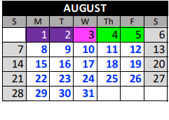 District School Academic Calendar for American Academy At Castle Pines Charter for August 2022