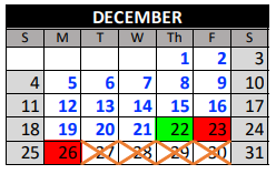 District School Academic Calendar for Sagewood Middle School for December 2022