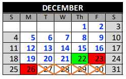 District School Academic Calendar for Academy Charter School for December 2022