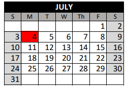 District School Academic Calendar for Rock Canyon High School for July 2022