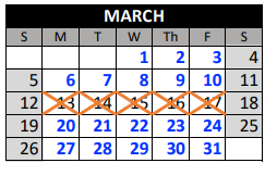 District School Academic Calendar for Plum Creek Academy for March 2023