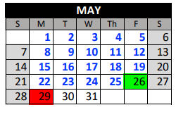 District School Academic Calendar for Cougar Run Elementary School for May 2023