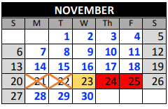 District School Academic Calendar for Challenge To Excellence Charter School for November 2022