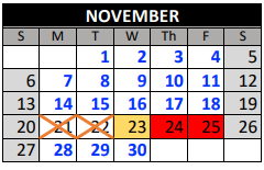 District School Academic Calendar for Mountain Ridge Middle School for November 2022