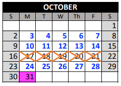 District School Academic Calendar for Northridge Elementary School for October 2022