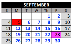 District School Academic Calendar for Trailblazer Elementary School for September 2022