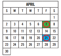 District School Academic Calendar for Walnut Springs Elementary School for April 2023