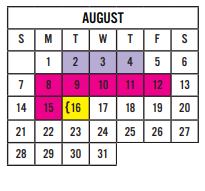 District School Academic Calendar for Dripping Springs Elementary School for August 2022